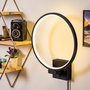 Opviq Halka - 13309 Lámpara de Pared Negra de Metal con LED